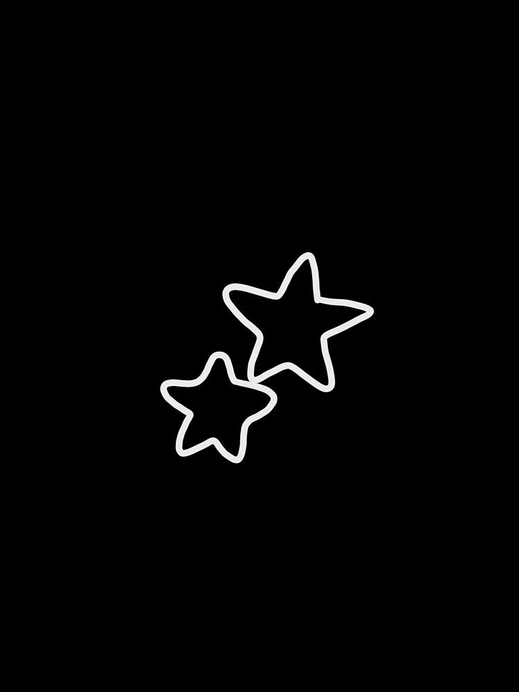 Cute Twin Stars Outline Aesthetic Hand Drawn Doodle Artwork by somimalikkk
