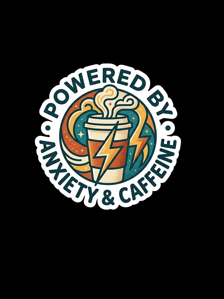 Powered by Anxiety and Caffeine - Retro Coffee by HadarArt--