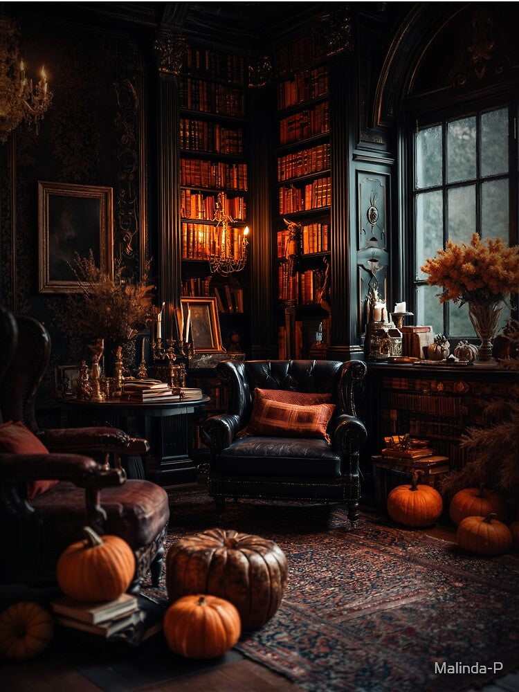 Dark Academia Library - Gothic Autumn Reading Nook by The Artfiller