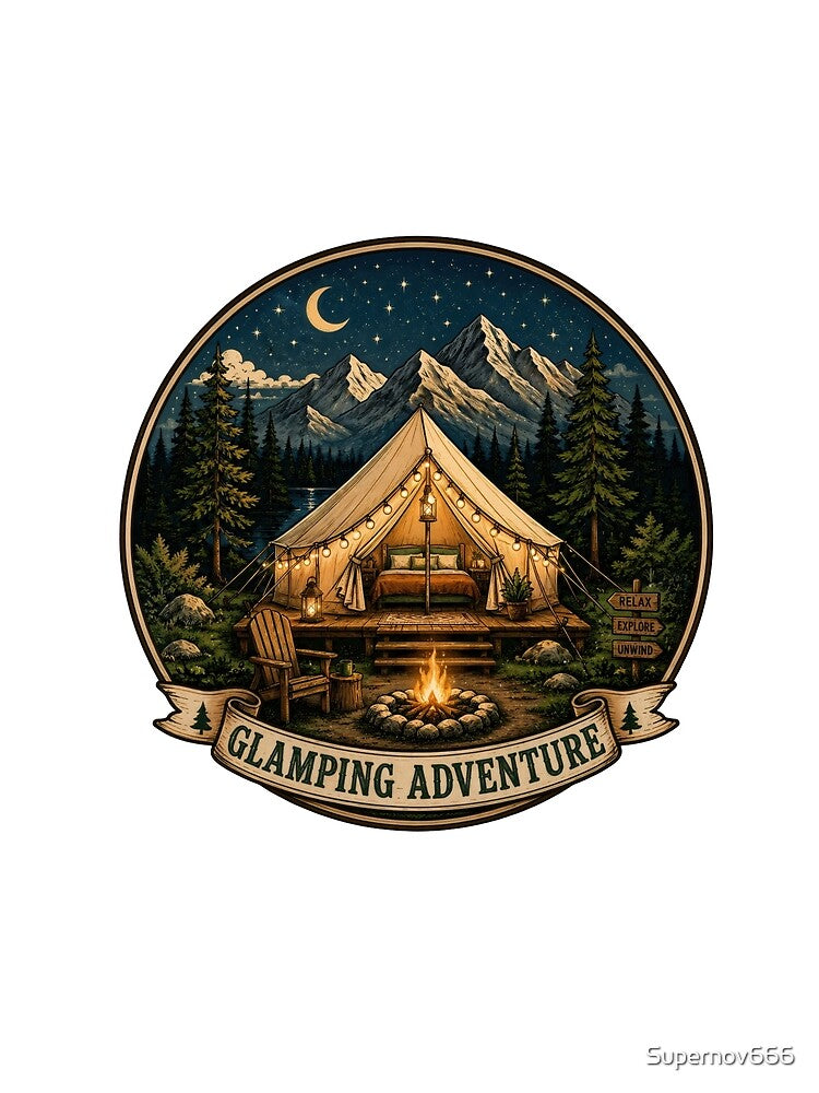 T-Shirt - Wall Art - Glamping Adventure — Cozy Wilderness Camp Under the Stars by ForeverPrintsOK