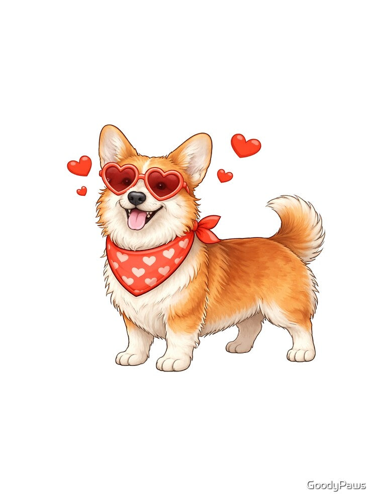 Cute Pembroke Welsh Corgi in Love – Minimal Valentine Dog Illustration by GoodyPaws