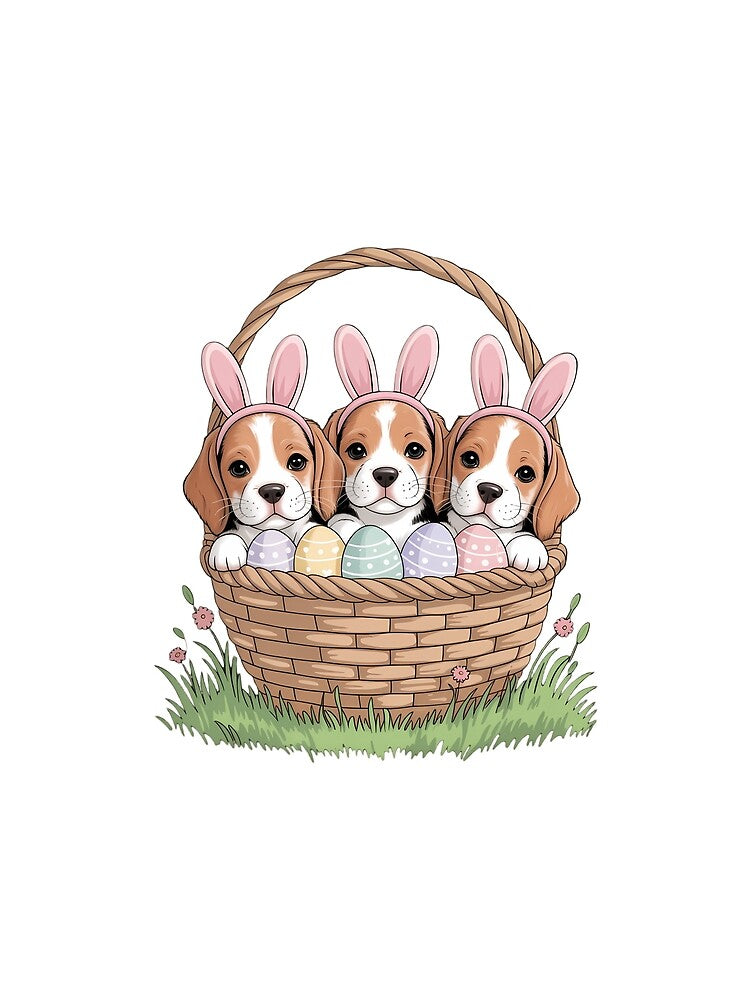 Basset Hound Bunny Easter Basket Egg Easter Day by TrinaEspinoza