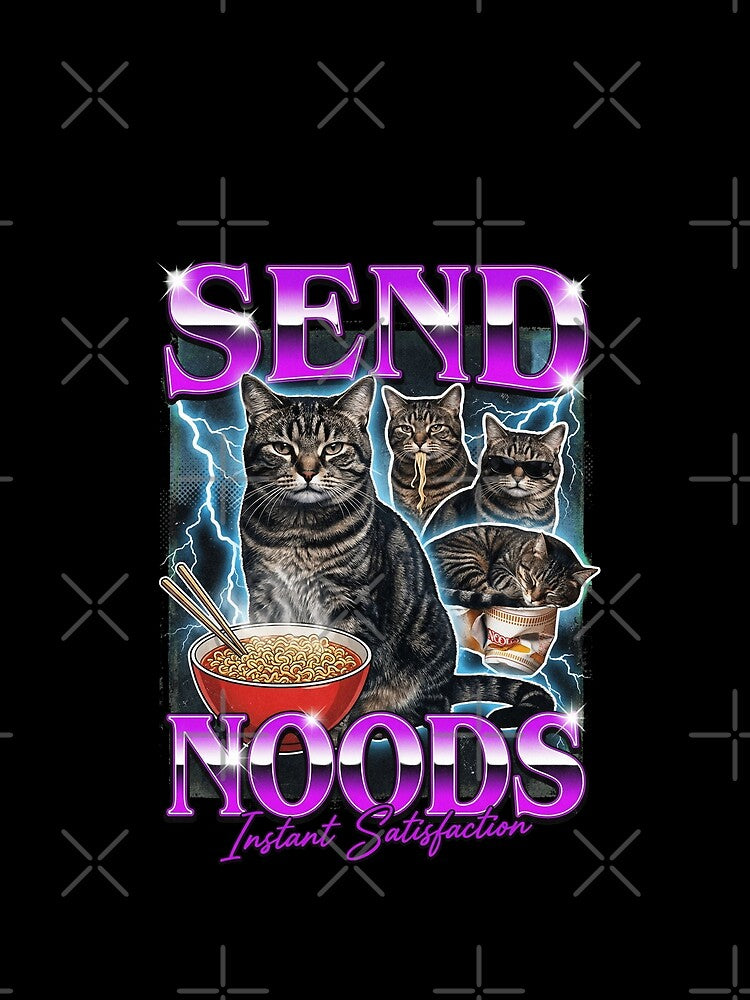 Send Noods Funny Retro Cat Ramen Aesthetic Bootleg Style Funny by Bongocomic