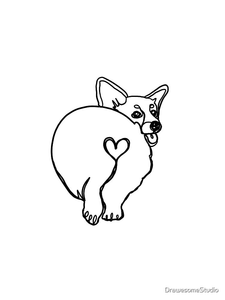 Corgi Butt One Line Art by DrawesomeStudio