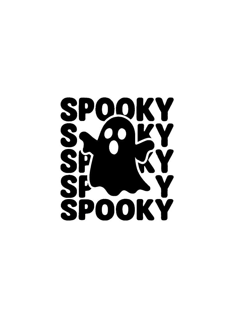 Playful Spooky Ghost with Repeated Text Halloween Design by RuweisVibes