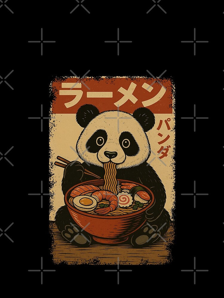 Kawaii Panda Ramen Noodles Cute Japanese Retro Vintage Style by Damcoc