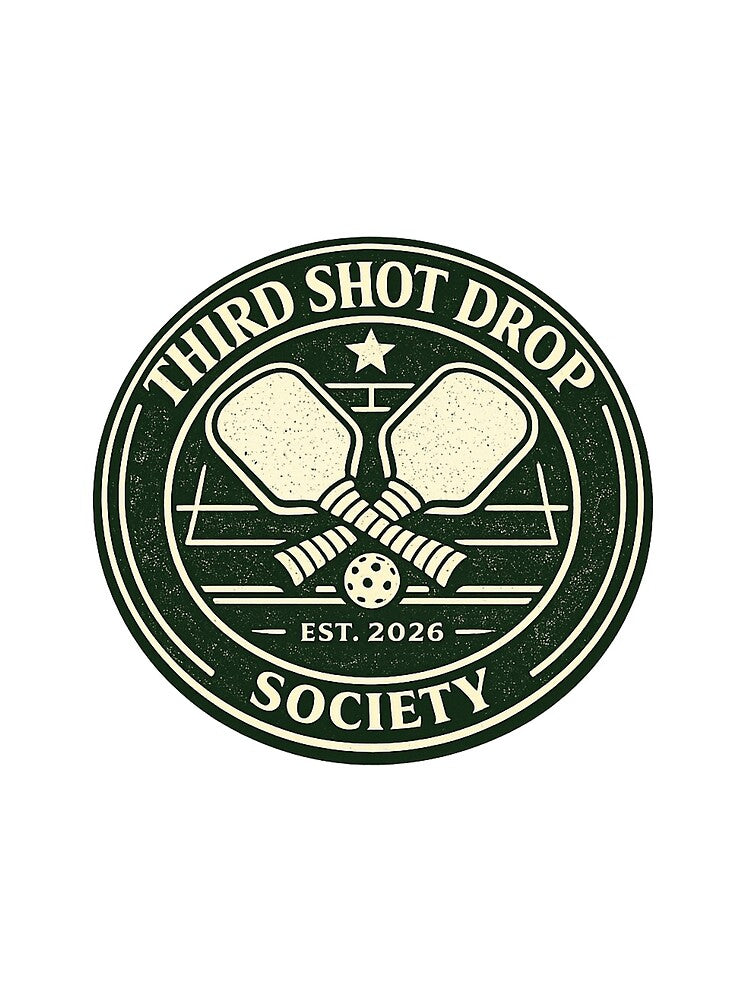 Retro Pickleball Shirt – Third Shot Drop Society Vintage Club Seal by TheCrookedFern