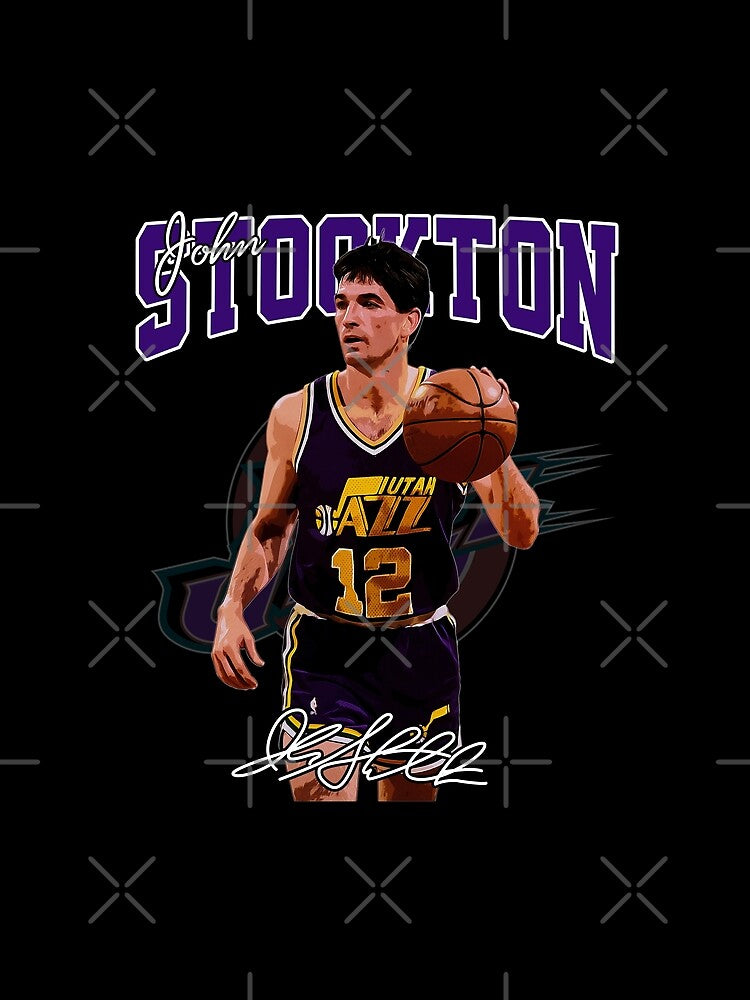 John Stockton Legend Basketball Signature Vintage Retro 80s 90s Bootleg Rap Style by MariaCollier