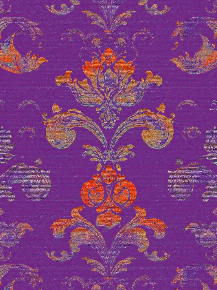 Purple Background Traditional Rainbow Fabric Print by thaneydesign