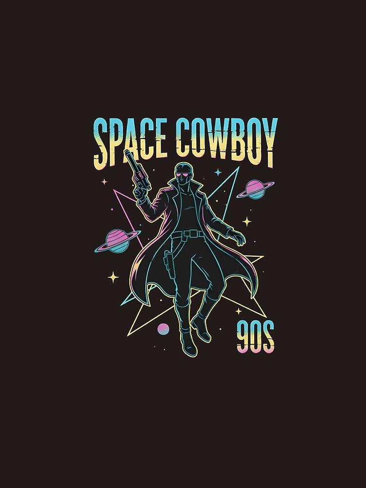 Space Cowboy 90s Shirt – Retro Sci-Fi Bounty Hunter Bootleg Style Neon T-Shirt by ZyxDes