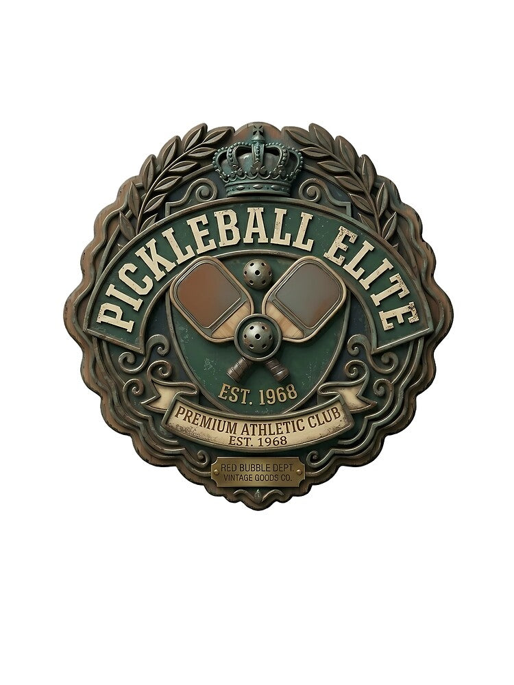 Vintage Pickleball Elite Badge | Retro Athletic Club Emblem by HERITAGE COURT