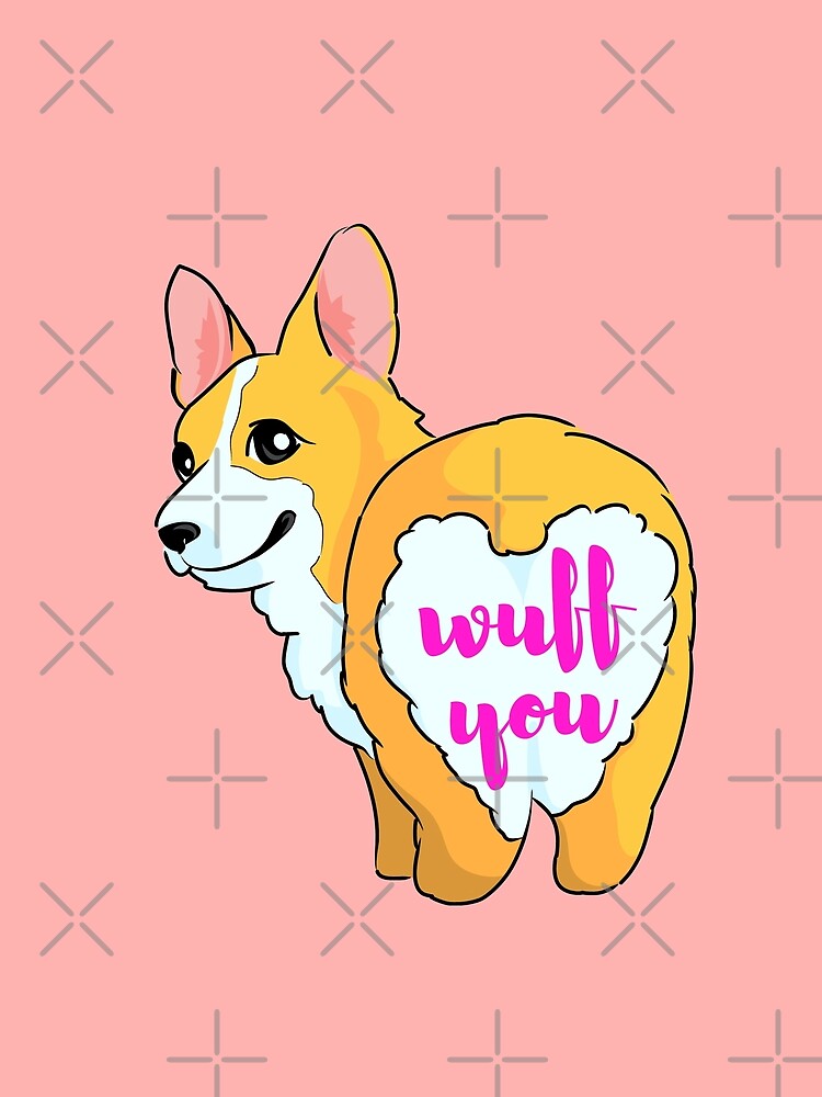 Thicc Cute Butt Corgi Says Wuff You Pack of 4s by Cawaiico