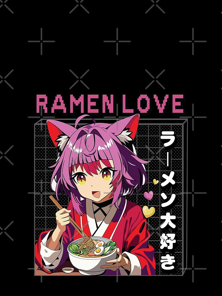 Japanese Kanji Ramen Noodle Anime Girl by FemmePod