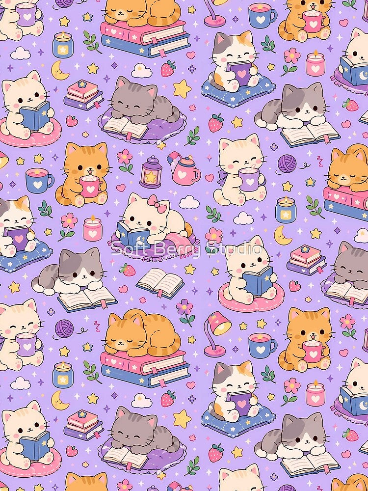 Cozy Cat Reading Pattern by Soft Berry Studio