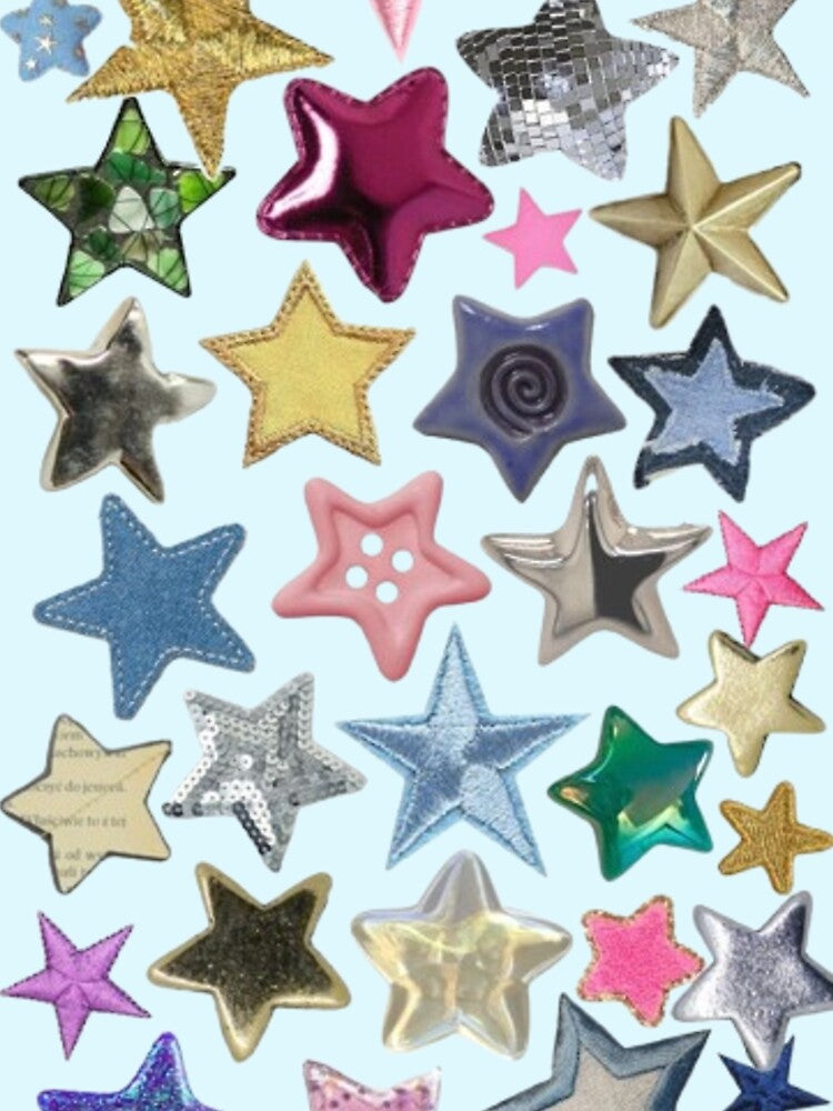 Cute Aesthetic Star Sticker Collage | Y2K Glitter Kawaii Star Pattern Design by lilacWhim