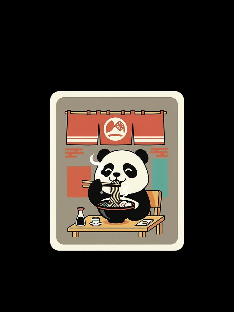 Panda Eating Ramen Retro Cute by JordynLadukeg65