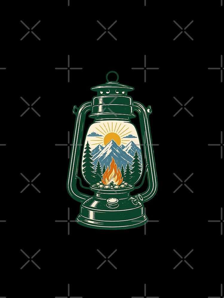 Retro Mountain Camping Lantern Vintage Adventure by chattsuede