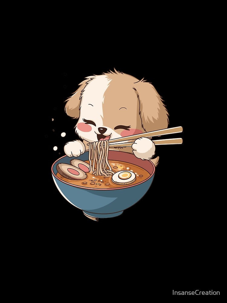 Cute Puppy Enjoying Noodles by InsanseCreation