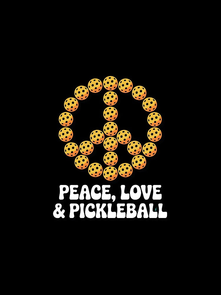 Peace Love & Pickleball Funny Retro 70s Hippie Peace Sign T-Shirt by FestivityFinds