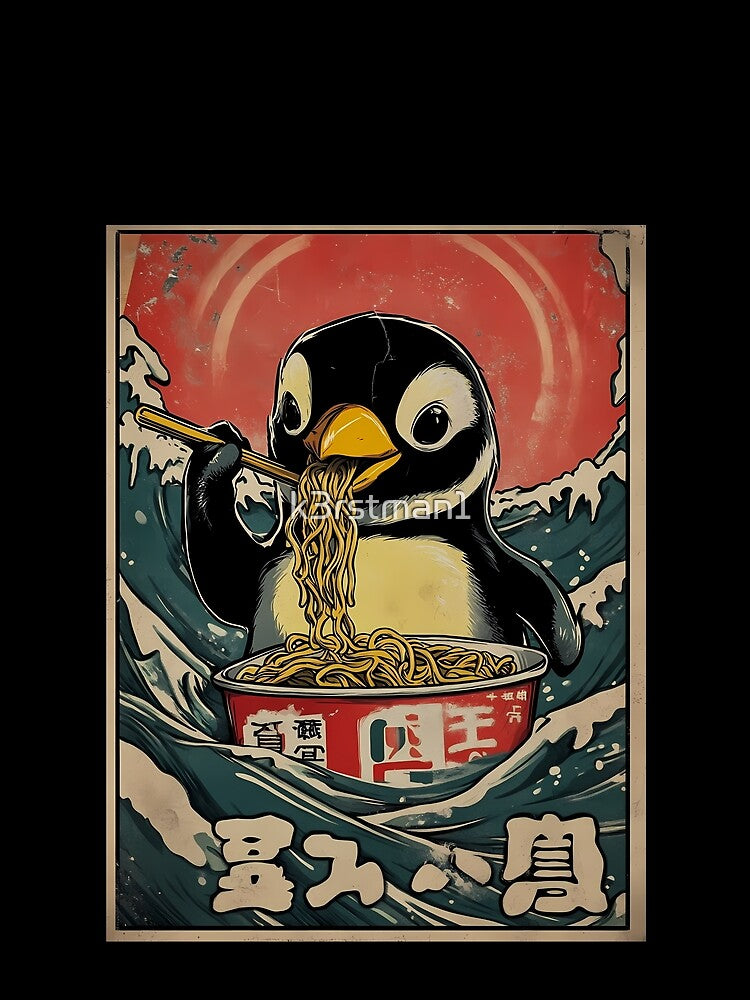 Cute Penguin Eating Ramen Japanese Noodle Art by k3rstman1