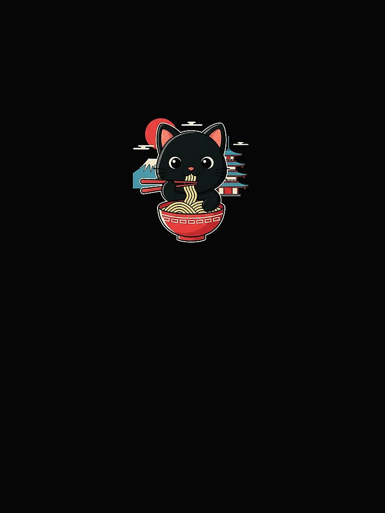 Japanese Ukiyo-e Cat Eating Ramen – Vintage Noodle Art by SWEET-TINAPAY