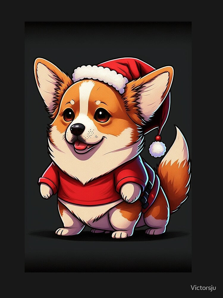 Cute baby corgi wearing santa claus outfit by Victorsju
