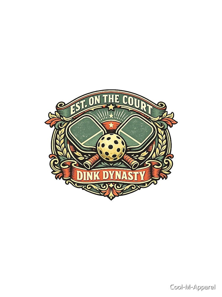 Dink Dynasty Ornate Pickleball Crest — Vintage Paddle Badge by Cool-M-Apparel