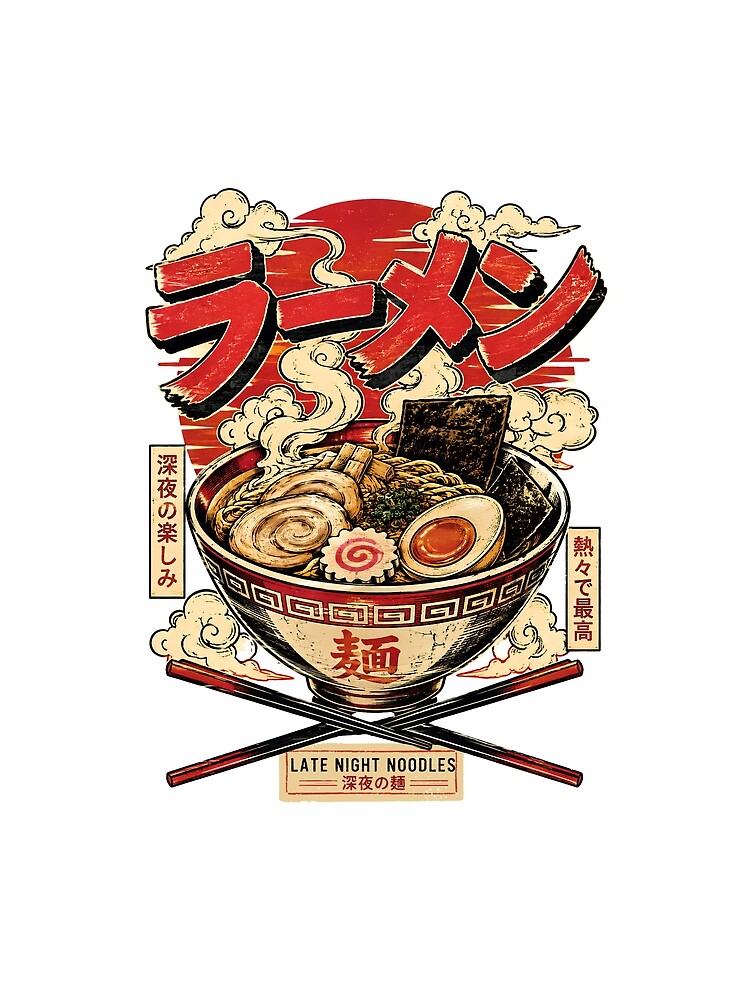 Japanese Ramen Vintage Poster – Retro Noodle Bowl Japanese Food by CH-4TEE