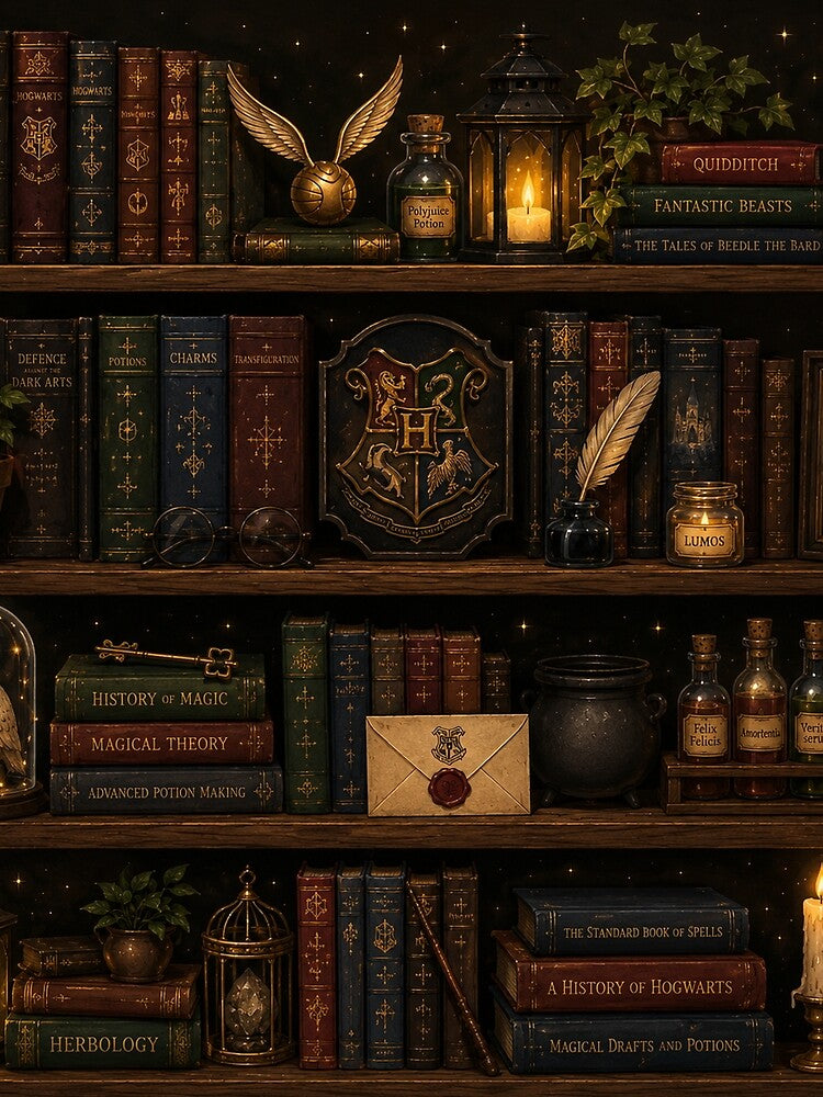 Magical Library Bookshelf – Cozy Dark Academia Fantasy by NoMatterBaby