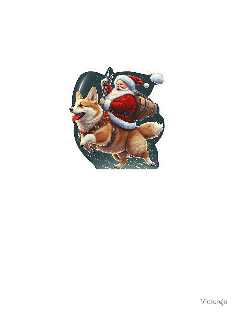 Christmas corgi and Santa Claus sticker by Victorsju