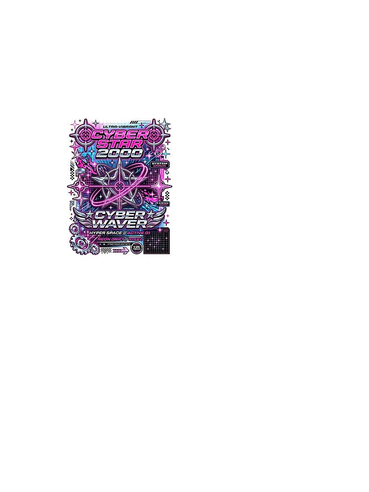 Y2K Techno Retro Aesthetic Sparkles Cyber Stars by PictoVibe