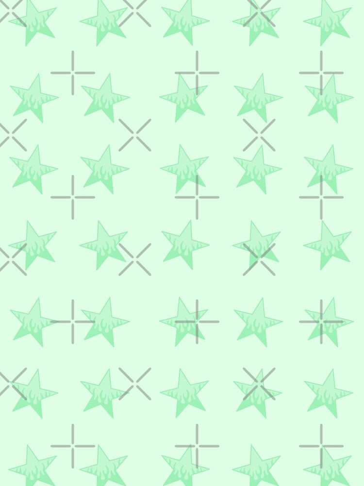 Pack of green stars with cute flames by Pastel-PaletteD