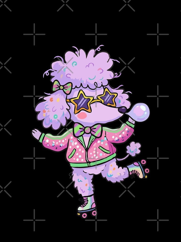 Retro Pastel Roller Skating Poodle by Emegan Print Art
