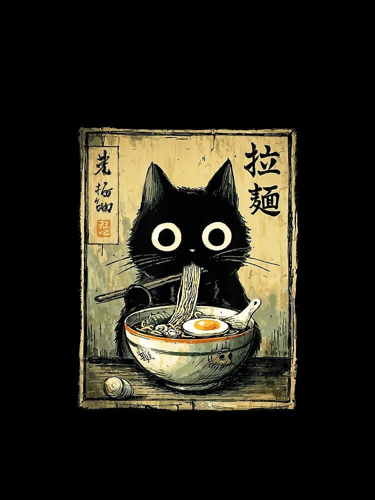 Kawaii Ramen Cat Retro Japanese Style by titanlevi