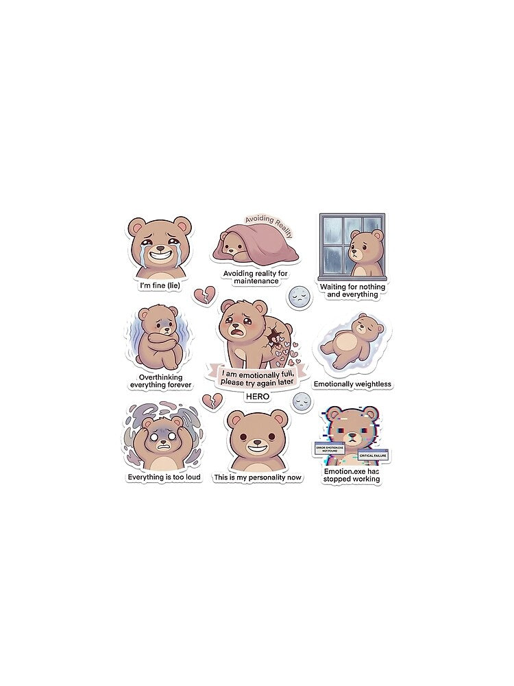 I Am Emotionally Full, Try Again Later Sticker Pack by Softbear Atelier