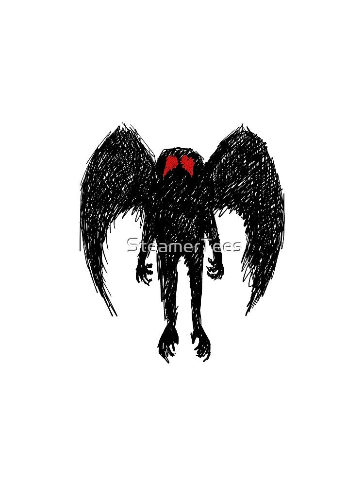 Point Pleasant Mothman product Monster Cryptozoology design by SteamerTees