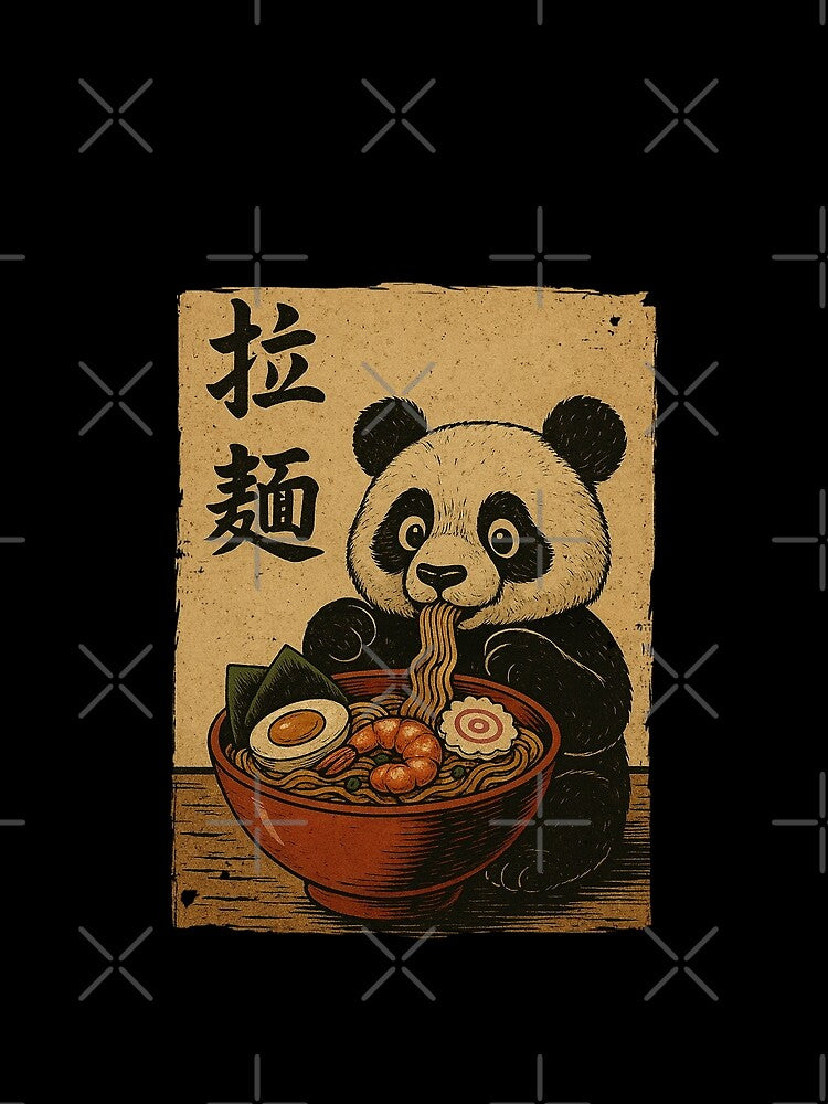 Panda Ramen Noodles Cute Japanese Retro Vintage Style by Damcoc