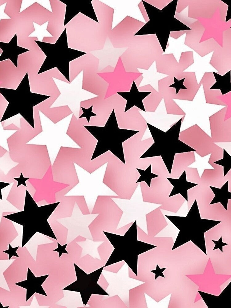 Chic Pink and Black Starry Night - Trendy Girly Aesthetic Star Pattern Case by T-I-D-E