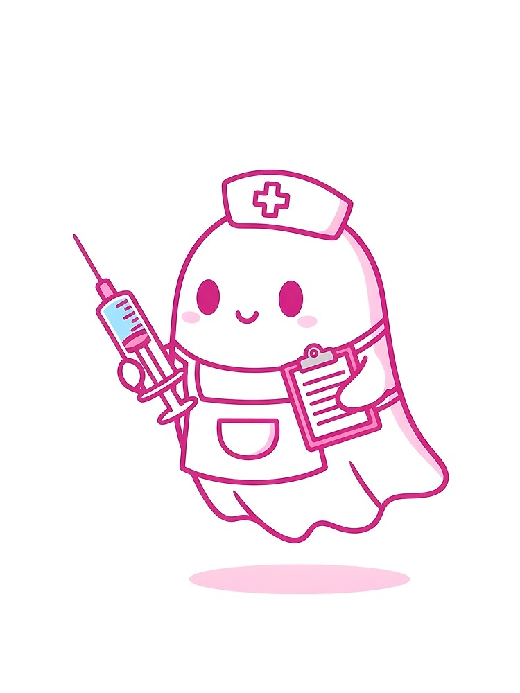 Kawaii Nurse Ghost – Cute Spooky Medical Halloween Design by DamianRoy88