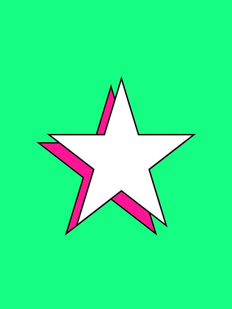 Hot Pink White Minimalist Y2K Aesthetic Offset Shadow Star by Aesthetic Crew