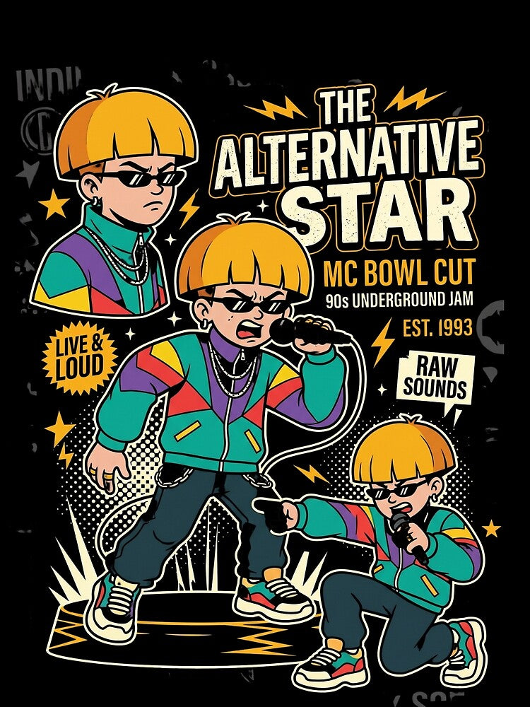 Retro 90s Alternative Star Bowl Cut Collage by Tel A Pet