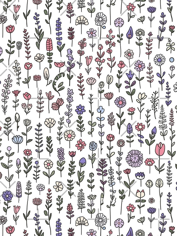 Wildflower Diary Pastel Botanical Pattern by NuvoraNest