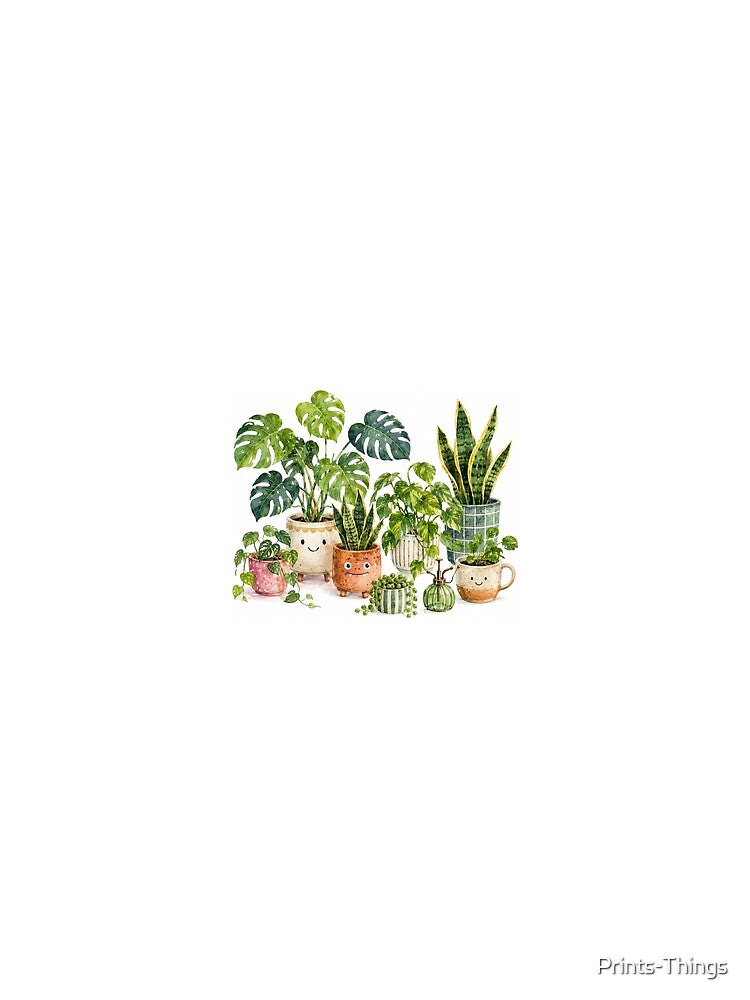 Watercolor Indoor Houseplants Cute Botanical Gardening by Prints-Things