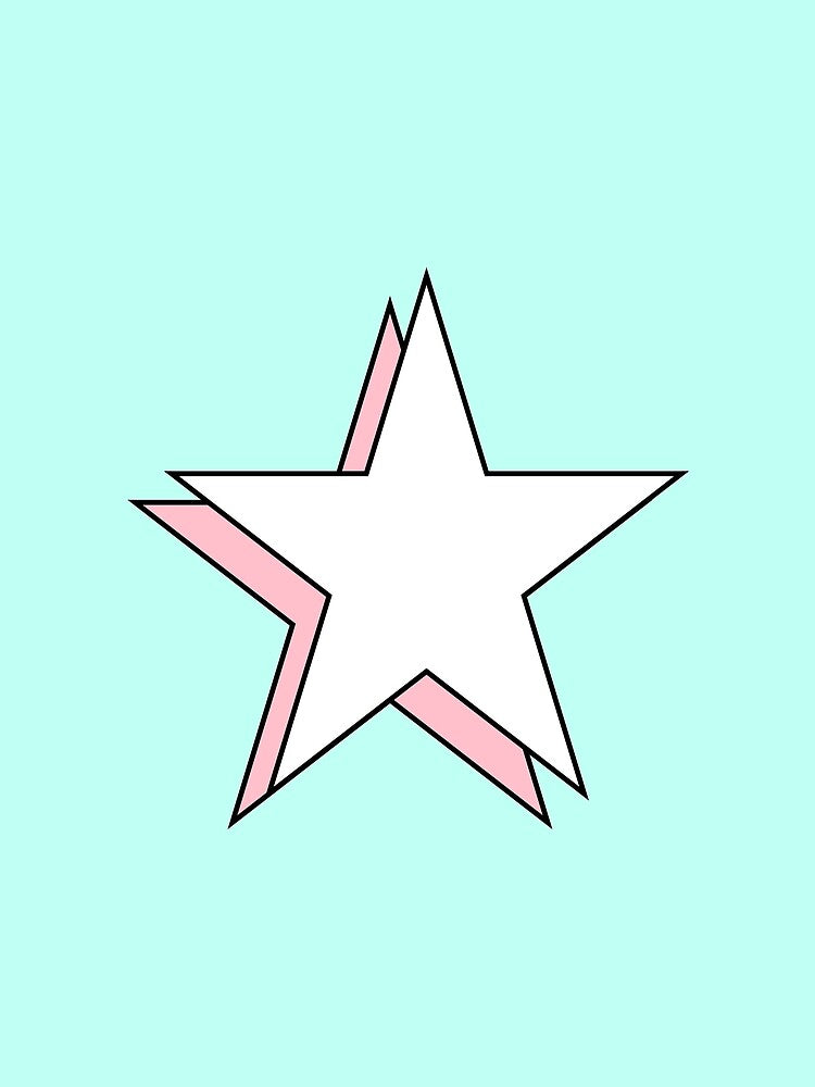 Rose Pink White Minimalist Y2K Aesthetic Offset Shadow Star by Aesthetic Crew