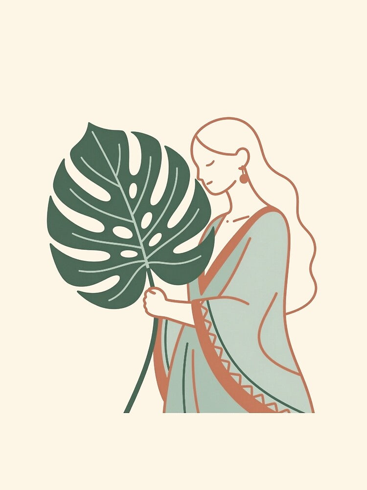 Boho Plant Lady Monstera Leaf Line Art by Dariusz.K