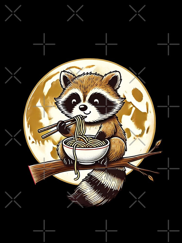 Moonlit Raccoon Ramen Adventure by DrawHandArt