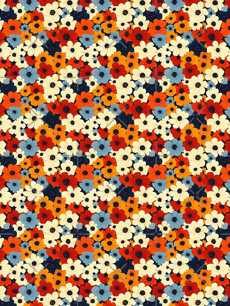 Colorful Retro Floral Seamless Pattern by VoyteksDesigns