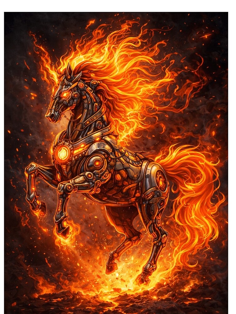 Fire Horse 2026 – Steampunk Robotic Zodiac Art by PunchDrop