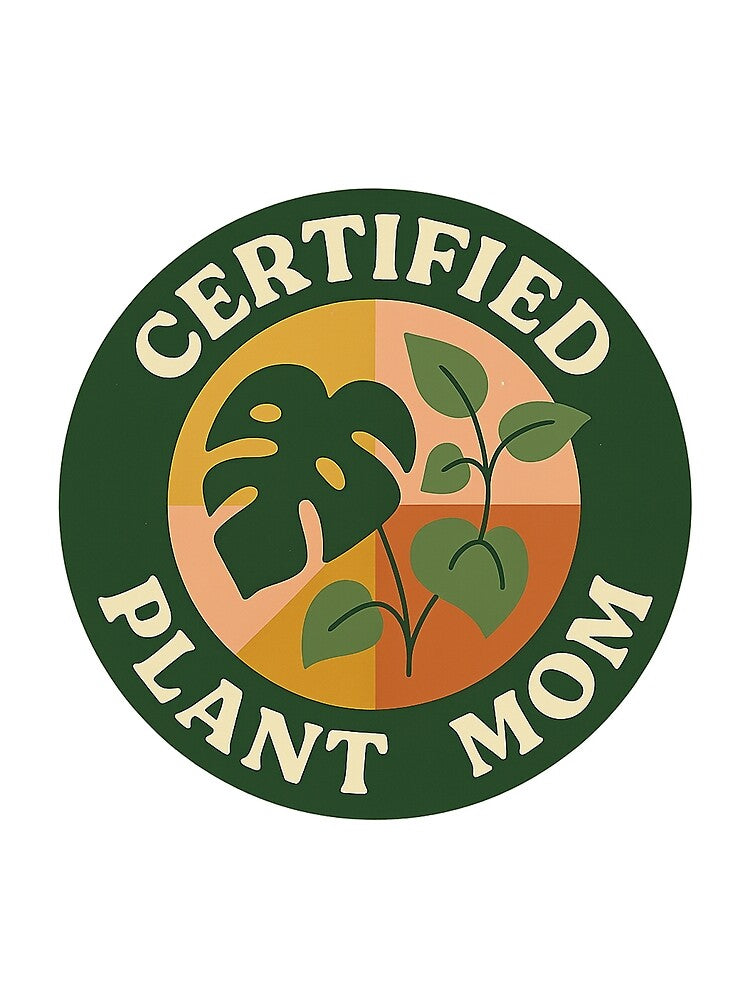 Plant Parent Club • Retro Patchwork Houseplant Badge Series •  Certified Plant Mom Aesthetic Stickers & Apparel by DavidMay