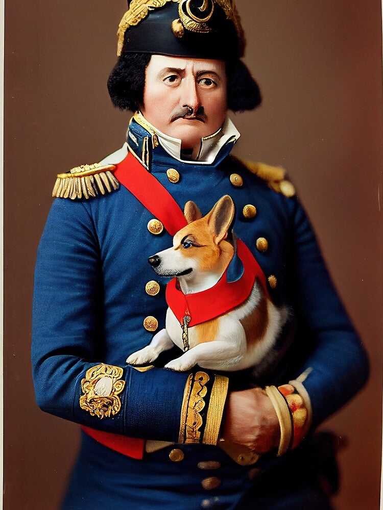 napoleonic general with corgi by Aliveforfun